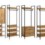 Zahra 4 Piece Bedroom Furniture Set Open Wardrobes in Ash Oak