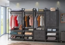 Zahra 4 Piece Bedroom Furniture Set Open Wardrobes in Black
