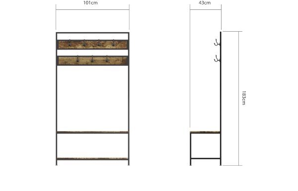 Bala Coat Rack in Rustic Oak - Image 3