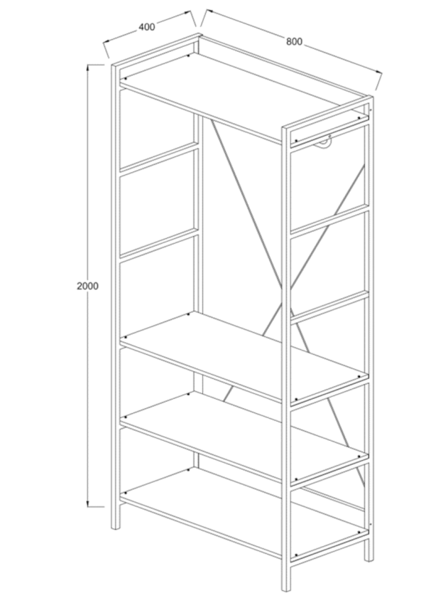 Claire 4 Shelf Open Wardrobe in Light Oak - Image 8