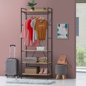 Claire 4 Shelf Open Wardrobe in Light Oak