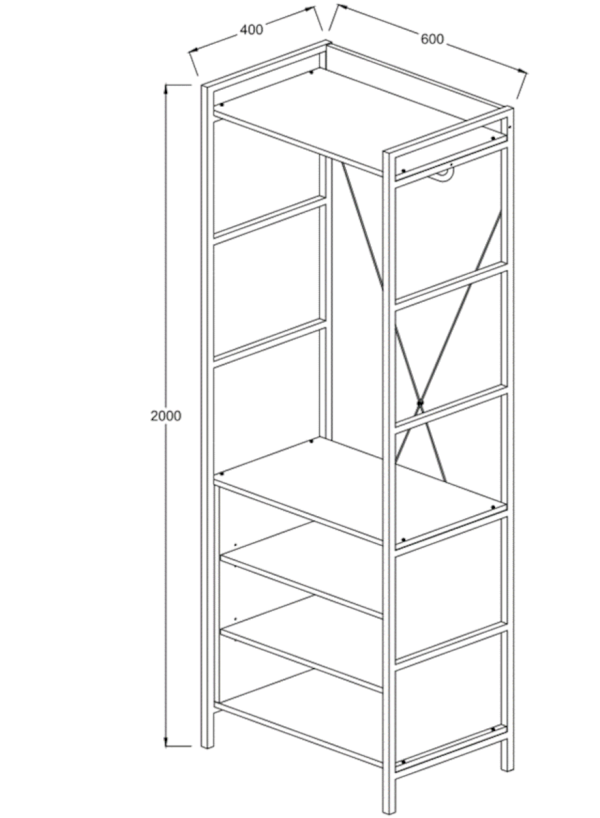 Claire 5 Shelf Open Wardrobe - Image 8