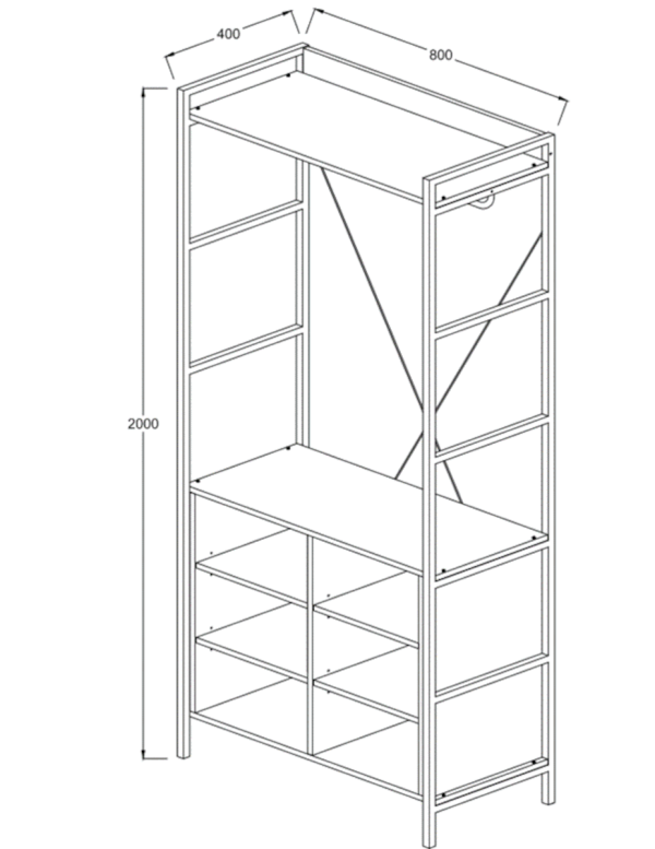 Claire 8 Shelf Open Wardrobe - Image 8