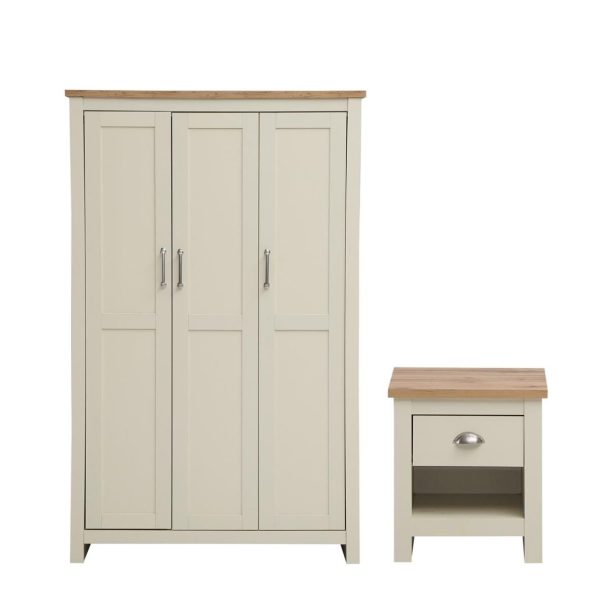 Lisbon 2 Piece Set - 3 Door Wardrobe and 1 Drw Bedside