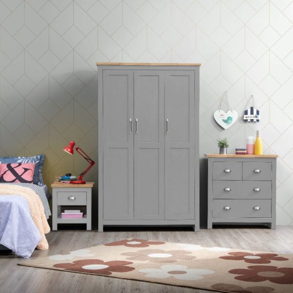 Lisbon 3 Piece Bedroom Set in Light Grey