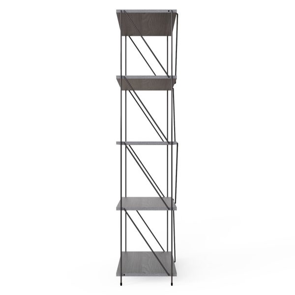 Leyo Living 5 Tier Shelving Unit in Grey - Image 4