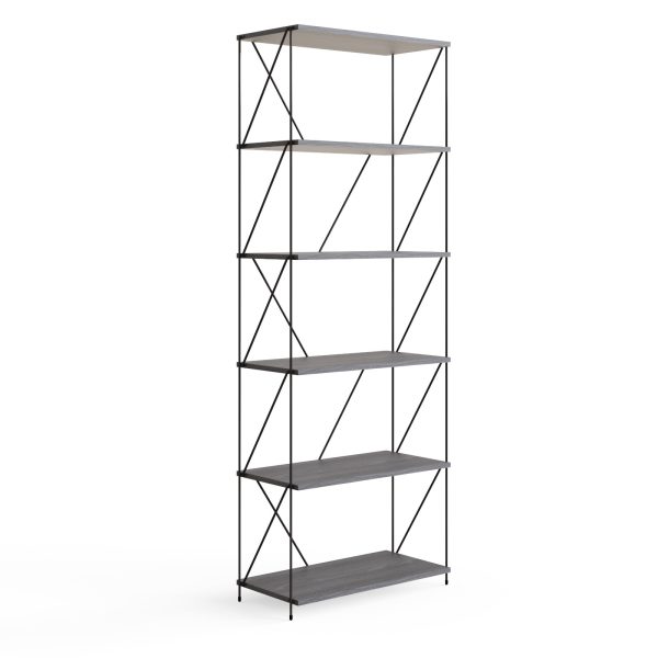 Leyo Living 6 Tier Bookcase Storage Unit in Grey - Image 2