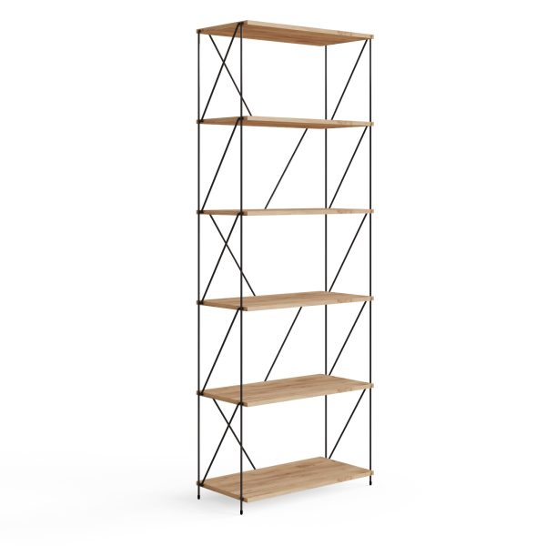 Leyo Living 6 Tier Bookcase Storage Unit in Oak - Image 2