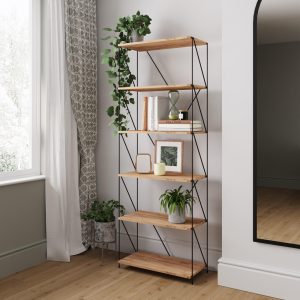 Leyo Living 6 Tier Bookcase Storage Unit in Oak