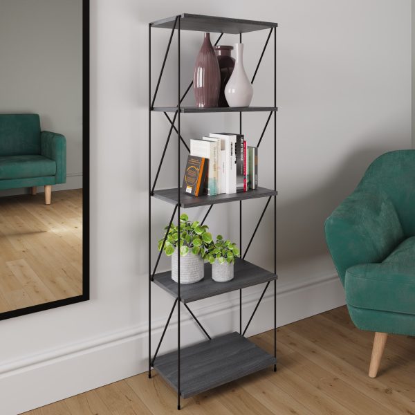 Leyo Living Open Display Unit and Bookcase in Grey