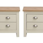 Lisbon 2 Drawer Bedside Set in Cream and Oak