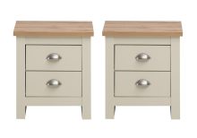Lisbon 2 Drawer Bedside Set in Cream and Oak