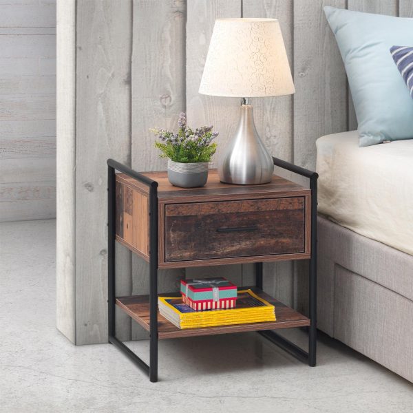 Abbey Nightstand with 1 Drawer in Rustic Oak