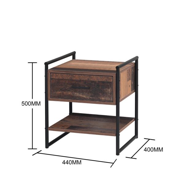 Abbey Nightstand with 1 Drawer in Rustic Oak - Image 6