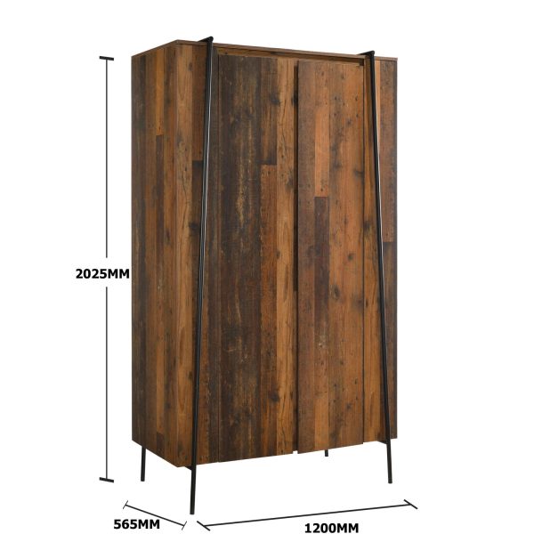 Abbey 2 Door Wardrobe in Rustic Oak - Image 5