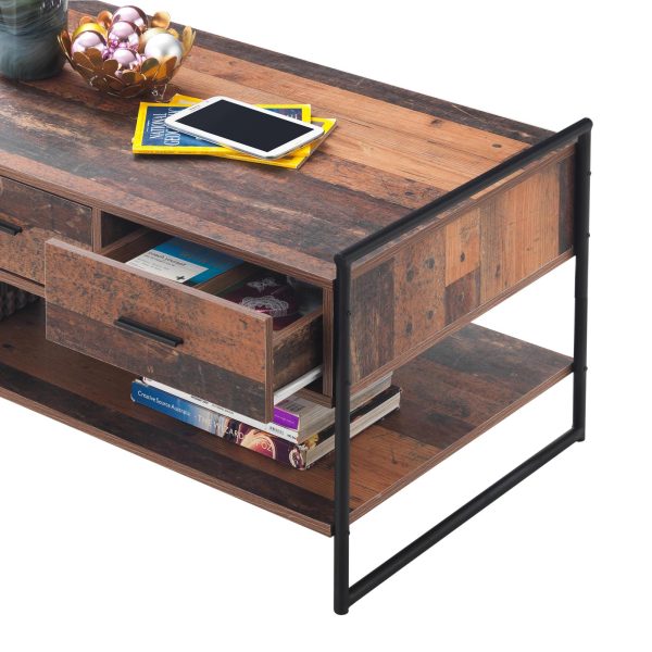 Abbey Coffee Table with 3 Drawers in Rustic Oak - Image 2