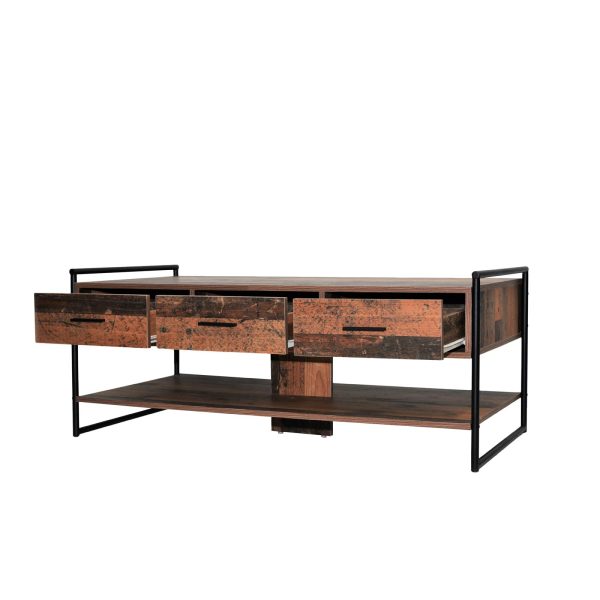 Abbey Coffee Table with 3 Drawers in Rustic Oak - Image 7