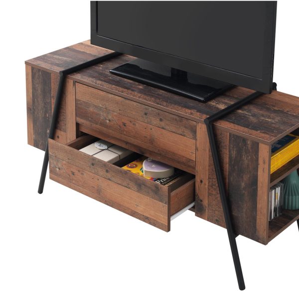 Abbey TV Cabinet with 2 Drawers in Rustic Oak - Image 4