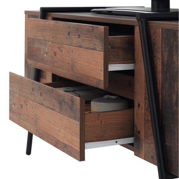 Abbey TV Cabinet with 2 Drawers in Rustic Oak - Image 5