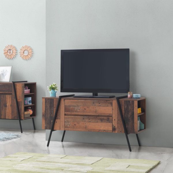 Abbey TV Cabinet with 2 Drawers in Rustic Oak