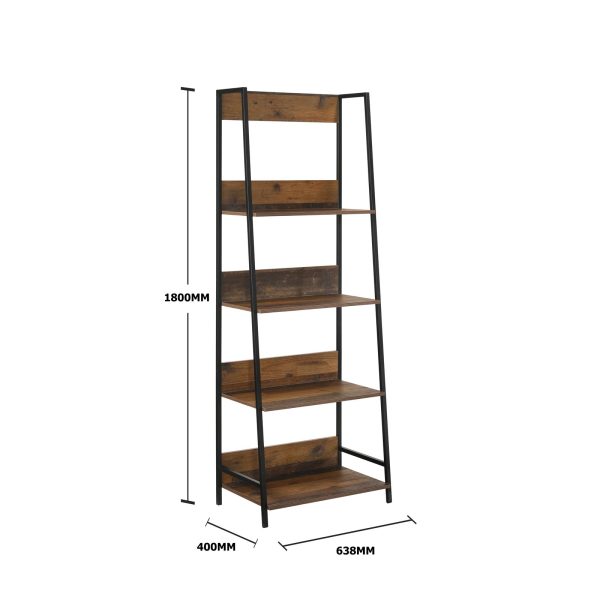 Abbey Bookcase with 4 Shelves in Rustic Oak - Medium - Image 3