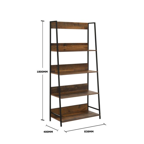 Abbey Bookcase with 4 Shelves in Rustic Oak - Large - Image 3