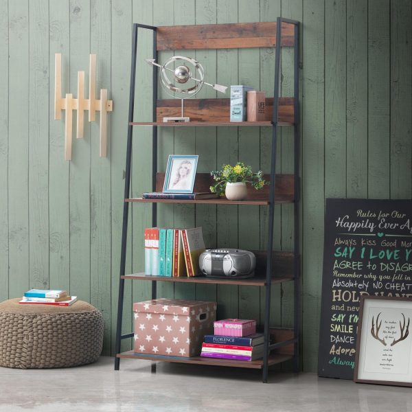 Abbey Bookcase with 4 Shelves in Rustic Oak - Large