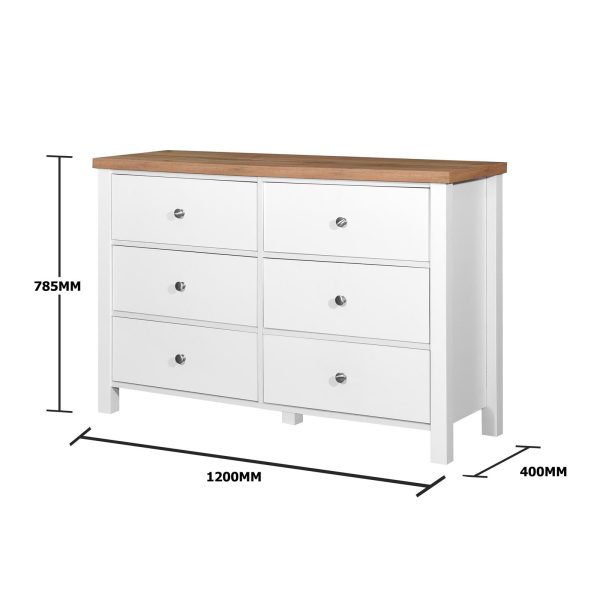 Astbury 6 Drawer Chest in White and Oak - Image 5