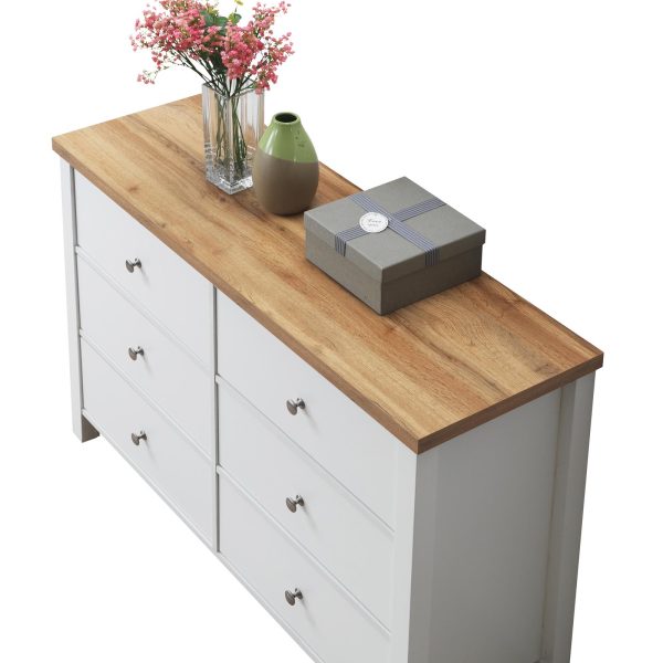 Astbury 6 Drawer Chest in White and Oak - Image 8