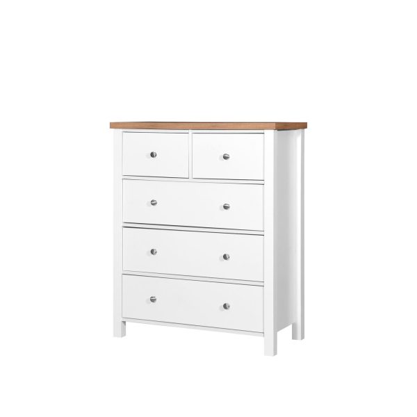 Astbury 2+3 Drawer Chest in White and Oak - Image 2