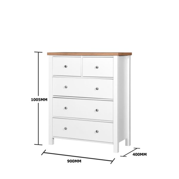 Astbury 2+3 Drawer Chest in White and Oak - Image 5