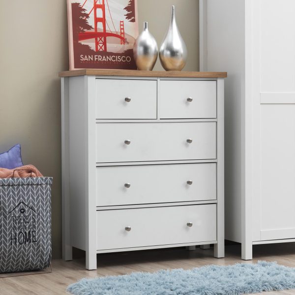 Astbury 2+3 Drawer Chest in White and Oak