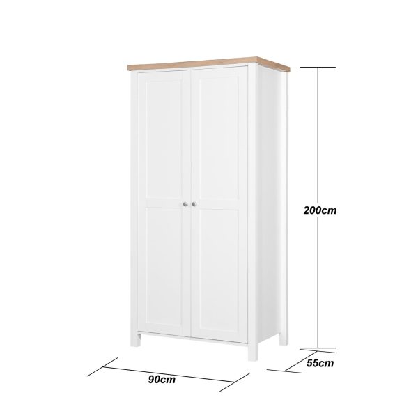 Astbury 2 Door Wardrobe in White and Oak - Image 5