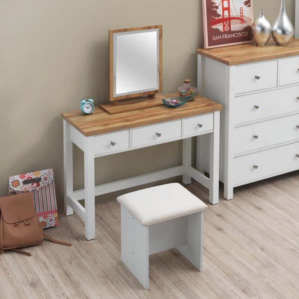 Astbury Dressing Table with 3 Drawers in White and Oak