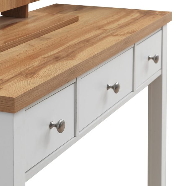 Astbury Dressing Table with 3 Drawers in White and Oak - Image 8