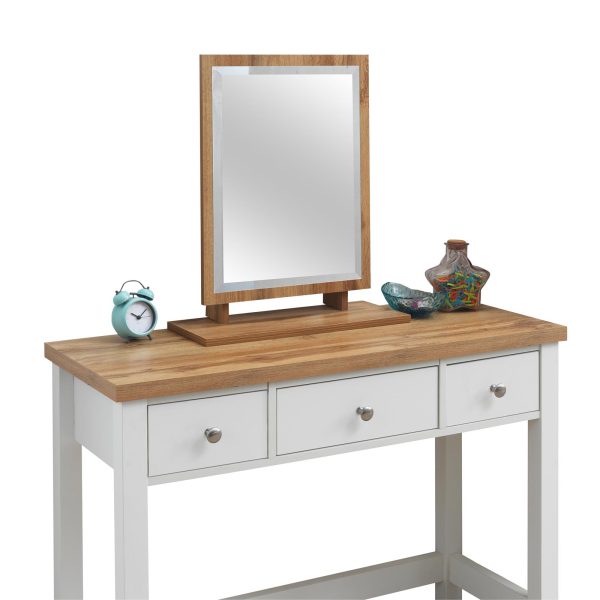 Astbury Dressing Table with 3 Drawers in White and Oak - Image 9