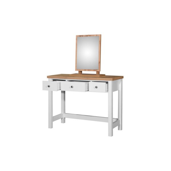 Astbury Dressing Table with 3 Drawers in White and Oak - Image 5