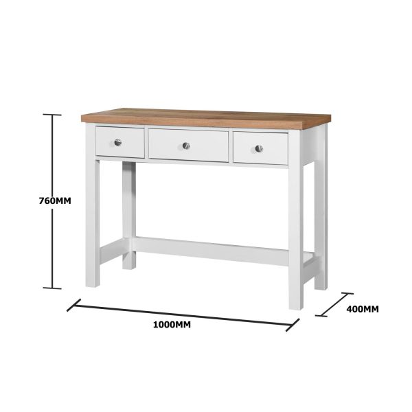 Astbury Dressing Table with 3 Drawers in White and Oak - Image 7