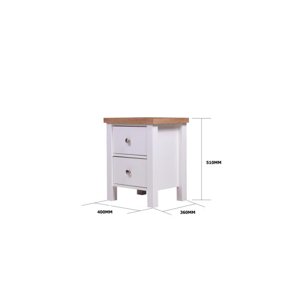 Astbury Nightstand with 2 Drawers in White and Oak - Image 11