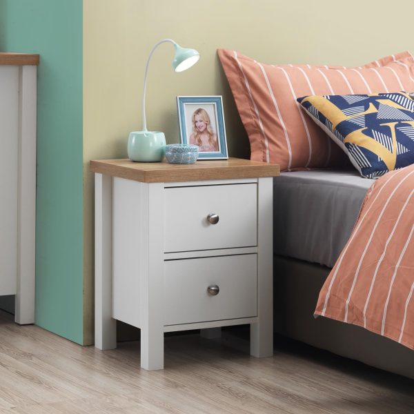 Astbury Nightstand with 2 Drawers in White and Oak