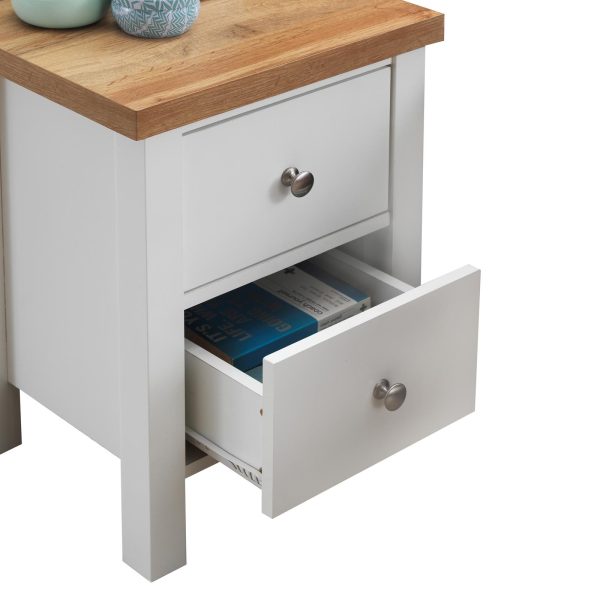 Astbury Nightstand with 2 Drawers in White and Oak - Image 2