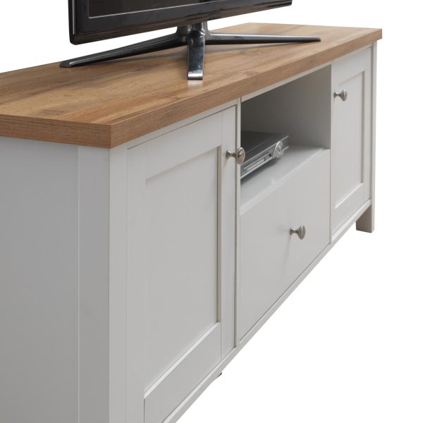 Astbury TV Cabinet with 2 Doors 1 Drawer in White and Oak - Image 7