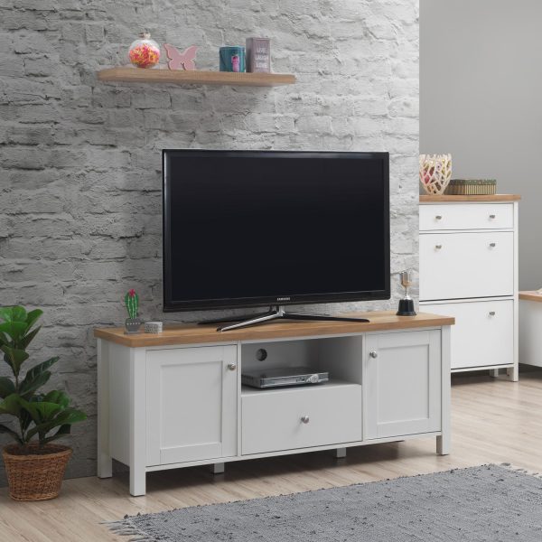 Astbury TV Cabinet with 2 Doors 1 Drawer in White and Oak