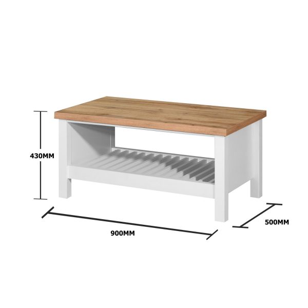 Astbury Coffee Table in White and Oak - Image 4