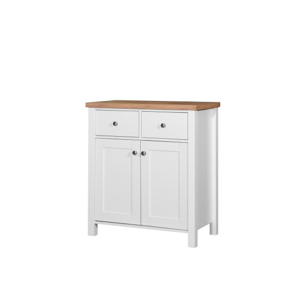 Astbury Compact Sideboard 2 Doors 2 Drawers in White and Oak - Image 2