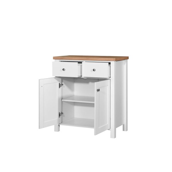 Astbury Compact Sideboard 2 Doors 2 Drawers in White and Oak - Image 3