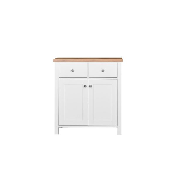 Astbury Compact Sideboard 2 Doors 2 Drawers in White and Oak - Image 4