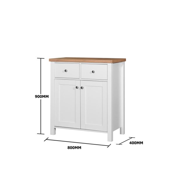 Astbury Compact Sideboard 2 Doors 2 Drawers in White and Oak - Image 5