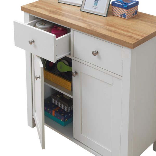 Astbury Compact Sideboard 2 Doors 2 Drawers in White and Oak - Image 6