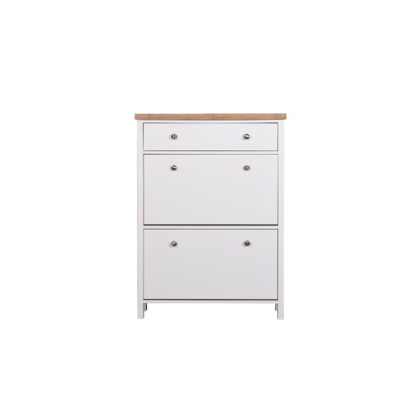 Astbury  3 Tier Shoe Cabinet in White and Oak - Image 3